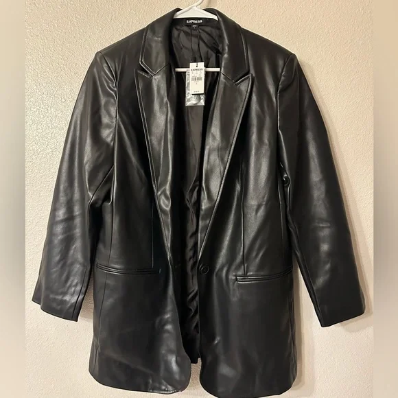 NWT Express faux leather boyfriend blazer